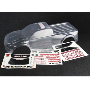 AX3915 Body, E-Maxx Brushless (clear, requires painting)/ decal sheet
