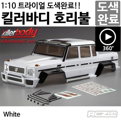 [명품 킬러바디][락로켓,서밋,TRX4 호환][LED 버킷 기본장착]1/10 Crawler - Scale - Finished - Box - Horri-Bull - White - fits Axial 2012 Jeep Wrangler KBD48334