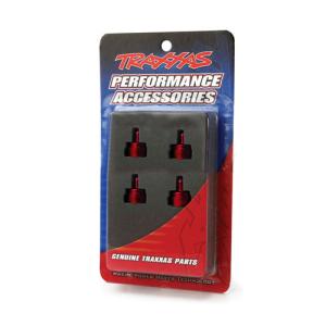 AX3767X Shock caps, aluminum (red-anodized) (4) (fits all Ultra Shocks)