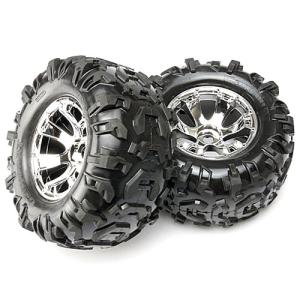 AX5673 Tires &amp; wheels, assembled, glued (Geode chrome wheels, Canyon AT tires, foam inserts) (2)