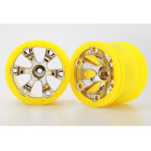 AX7275 Wheels, Geode 2.2인치 (chrome, yellow beadlock style) (12mm hex) (2)
