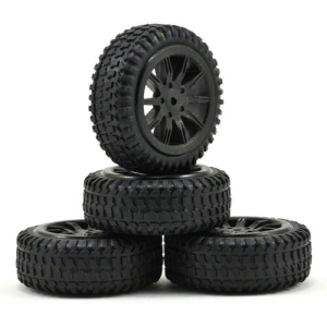 LOSB1584 Tires, Mounted, Black: Micro Rally(4)