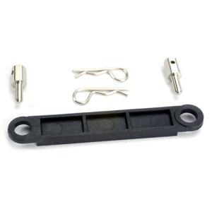 AX3727 Battery hold-down plate (black)/ metal posts (2)/body clips (2)