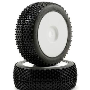 AP9014-32 V2 White Pre-Mounted Crime Fighter M3 1/8 Buggy Tires (2)