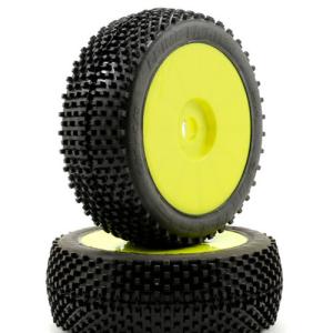 AP9014-42 V2 Yellow Pre-Mounted Crime Fighter M3 1/8 Buggy Tires (2)
