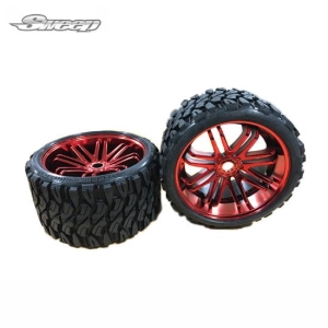 SWSRC0002R TERRAIN CRUSHER BELTED TIRE RED WHEEL 1/4 OFFSET 2PCS 17MM HEX