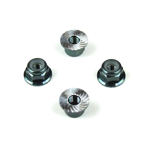 TKR1213 M4 Locknuts (aluminum flanged GM ano serrated 4pcs)
