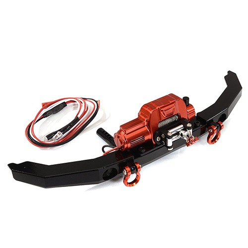 Realistic Front Alloy Bumper w/ Power Winch for Axial 1/10 SCX10 II 6X6 C29793BLACKRED 메탈범퍼