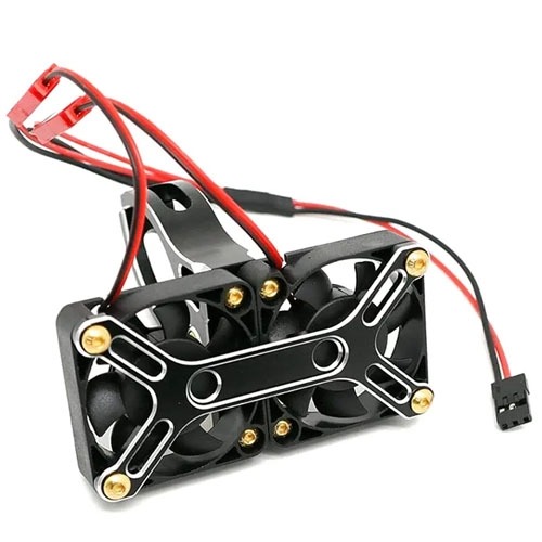 Alloy Mount + 40x40mm Twin Cooling Fan for X-Maxx, Arrma 1/5, SCX6 쿨링팬 &amp; Motor 48-57mm OD 블랙