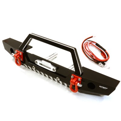 Realistic Alloy Machined Scale Front Bumper w/LED Lights for Axial 1/10 SCX10 II C26992BLACK│TRX4메탈범퍼