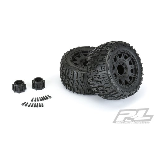 2020-NEW AP10175-10 Trencher LP 3.8&quot; All Terrain Tires Mounted on Raid Black 8x32 Removable Hex Wheels (2) for 17mm MT Front or Rear
