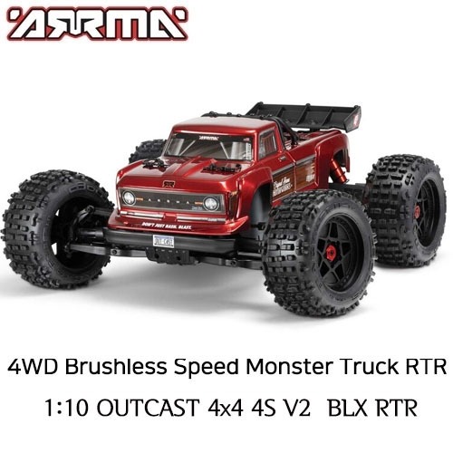 ARRMA 1:10 OUTCAST 4X4 4S V2 BLX Stunt Truck RTR, Red
