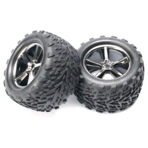 AX5374A Tires &amp; wheels, assembled, glued (Gemini black chrome wheels, Talon tires, foam inserts) (2)
