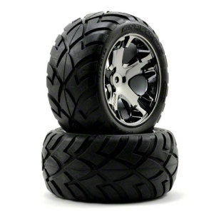 AX3773A Traxxas Rear All-Star Black Chrome Wheels w/ Anaconda Tires (2) (VXL)