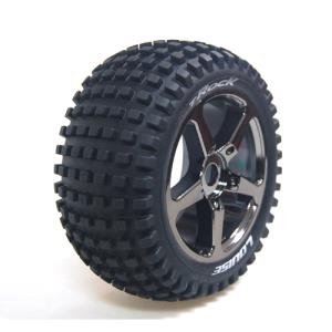 L-T3251SBC T-ROCK 1/8 Truggy Tire Soft/Black Chrome Spoke Rim / 0 Offset / Mounted (반대분, 본딩완료)