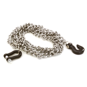 C26887BLACK Realistic 1/10 Scale Metal Drag Chain w/ Bow Shackle &amp; Tug Hooks for Off-Road