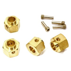 12mm Hex Wheel (4) Hub Brass 8mm Thick for Traxxas TRX-4 Scale &amp; Trail Crawler