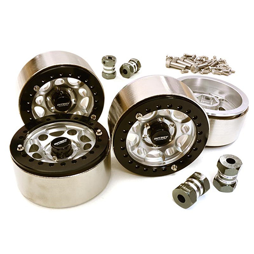 Machined High Mass Wheel (4) w/14mm Offset Hubs for 1/10 Scale Crawler C27030SILVER│1.9 메탈 비드락휠