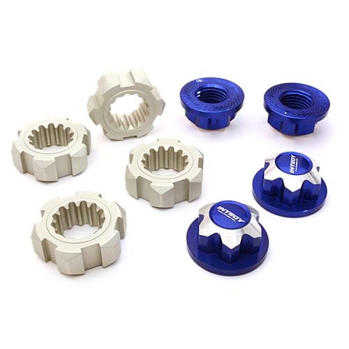 Billet Machined 24mm Wheel Adapters &amp; 17mm Wheel Nuts for Traxxas X-Maxx 4X4 (Blue)