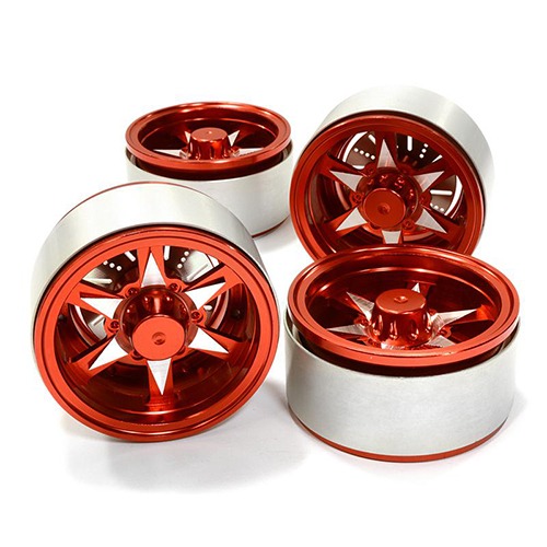 1.9 Size Billet Machined Alloy 6V Spoke Wheel(4)High Mass Type for Scale Crawler C26614RED
