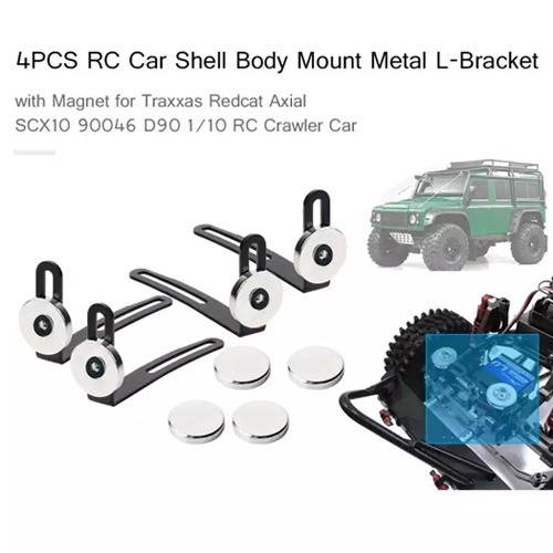 #14904 RC Car Shell Body Mount Metal L-Bracket with Magnet for 1:10 RC Crawler Axial SCX10