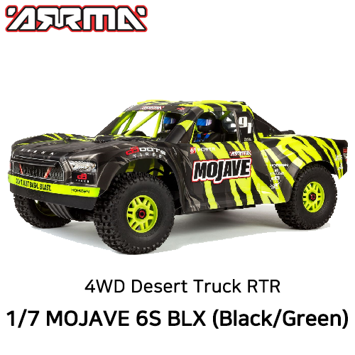 [최신버전]ARRMA 1:7 MOJAVE 6S V2 4WD BLX Desert Truck with Spektrum Firma RTR, Green/Black