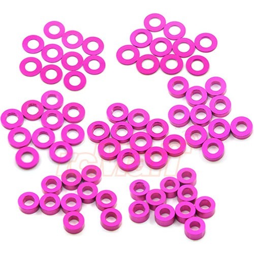 [#YA-0390PK] Aluminum M3 Flat Washer 0.25 / 0.5 / 1 / 1.5 / 2 / 2.5 / 3mm 10pcs Set Pink