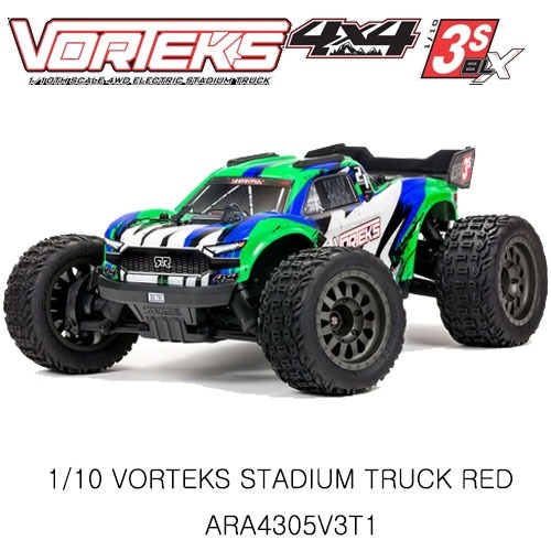 (3셀지원 브러시리스버전)ARRMA 1/10 VORTEKS 4X4 3S BLX Stadium Truck RTR, Green