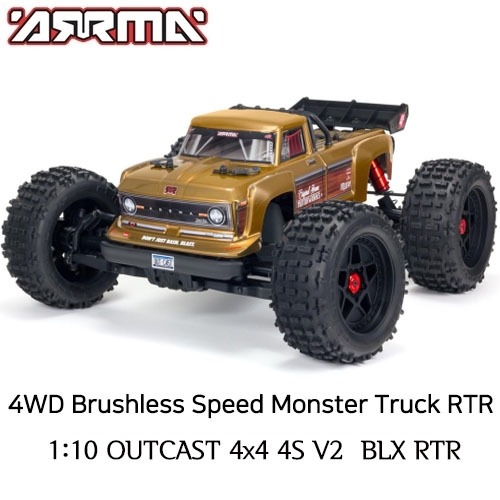 최신형 ARRMA 1:10 OUTCAST 4x4 4S V2 BLX RTR Stunt Truck Bronze