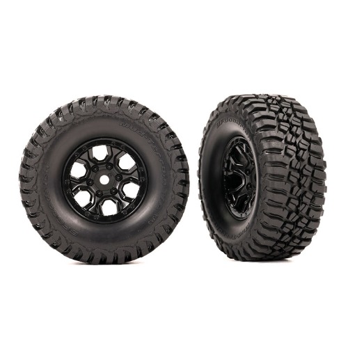 AX9774 Tires &amp; wheels, assembled (black 1.0&quot; wheels, BFGoodrich® Mud-Terrain™ T/A® KM3 2.2x1.0&quot; tires) (2)