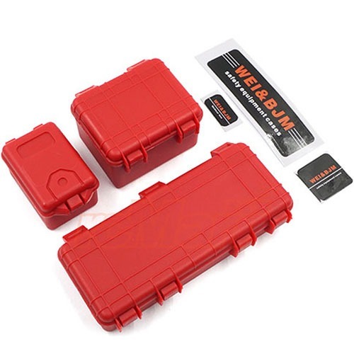 [#XS-56727RD] Scale Plastic Equipment Case Accessory 3pcs for 1/10 Crawler Red 트라이얼 악세사리