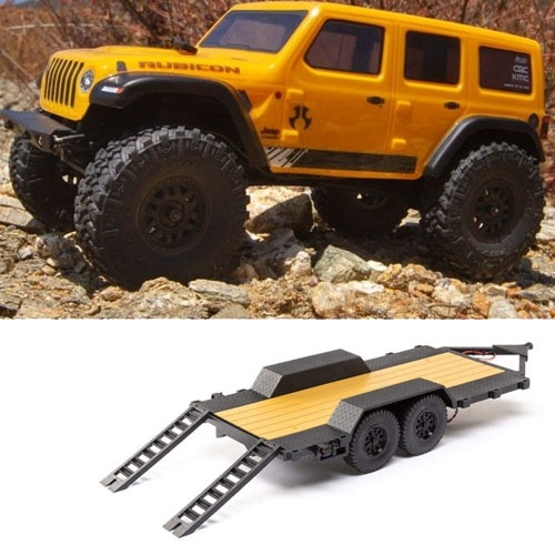 AXIAL 1/24 SCX24 2019 Jeep Wrangler JLU CRC Rock Crawler 4WD RTR, Yellow+ 트레일러