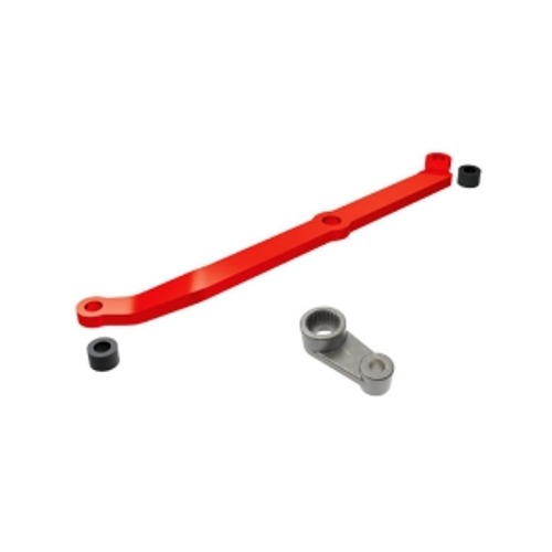 AX9748-RED Steering link,6061-T6 aluminum red-anodized/servo horn,metal/spacers(2)/3x6mm CCS with threadlock(1)/2.5x7mm SS with threadlock (1)
