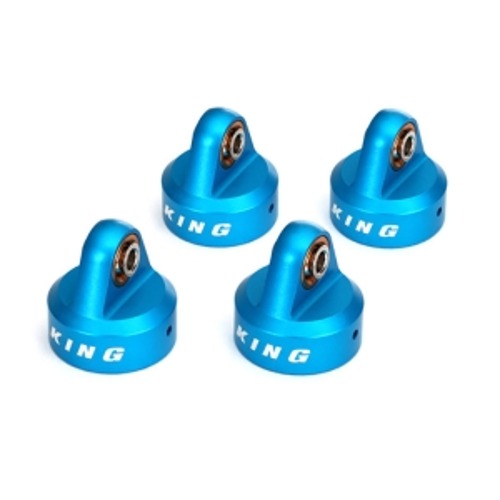 AX8457 Shock caps, aluminum (blue-anodized), King Shocks (4)